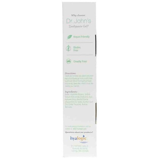 Dr. John's Toothpaste Gel with Hyaluronic Acid, 4.58 Oz, HYG