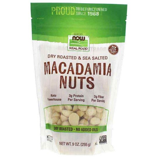 Dry Roasted Macadamia Nuts with Sea Salt, 9 Oz, NOW