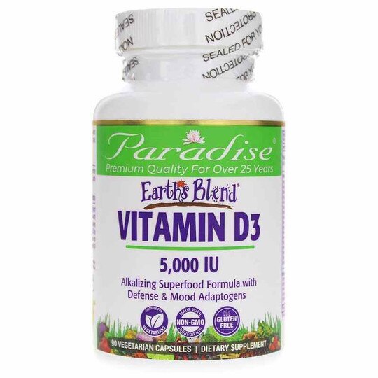Earth's Blend Vitamin D3 5000 IU, 90 Veg Capsules, PHE