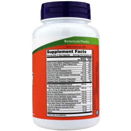 Energy, 90 Veg Capsules, NOW