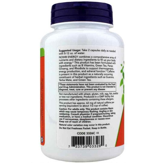 Energy, 90 Veg Capsules, NOW