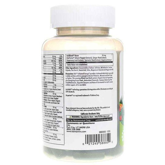 Enhanced Energy Once Daily Whole Food Multivitamin, 60 Veg Tablets, KAL