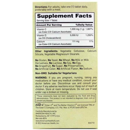 Ester-C with D3 Bone & Immune Complex, 60 Veg Tablets, AH