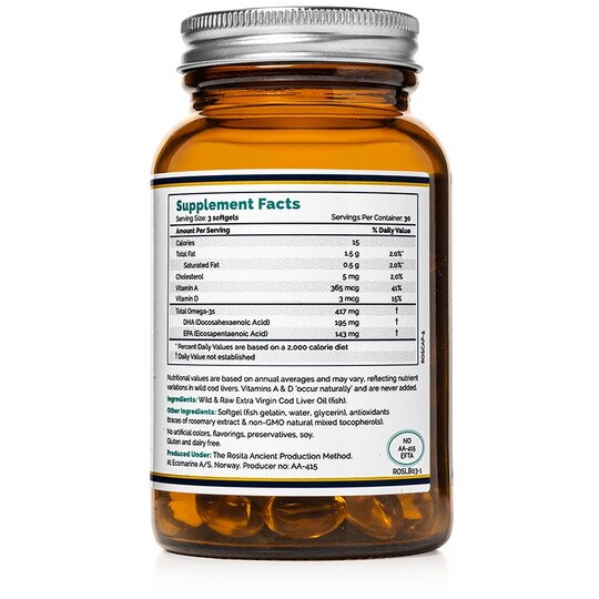 Extra Virgin Cod Liver Oil Softgels, 90 Softgels, RST