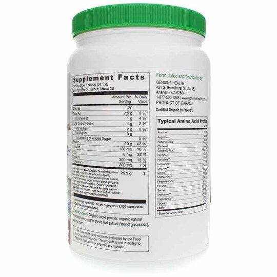 Fermented Organic Vegan Proteins+ Chocolate, 21.16 Oz, GNH