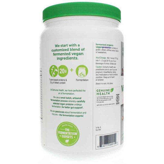 Fermented Organic Vegan Proteins+ Chocolate, 21.16 Oz, GNH