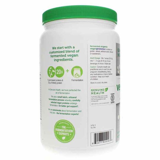 Fermented Organic Vegan Proteins+ Unflavored, 21.16 Oz, GNH