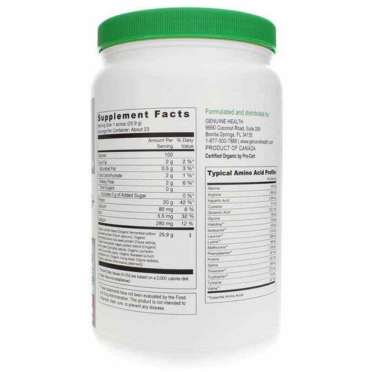 Fermented Organic Vegan Proteins+ Unflavored, 21.16 Oz, GNH