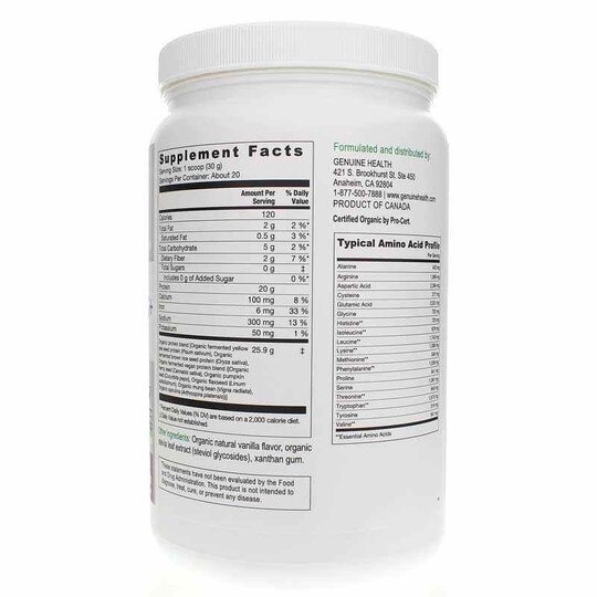 Fermented Organic Vegan Proteins+ Vanilla, 21.16 Oz, GNH