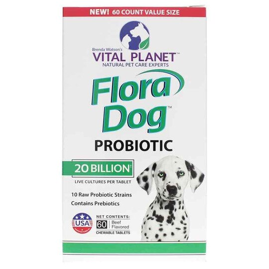 Flora Dog Probiotic 20 Billion CFU Chewable Tablets, VTP