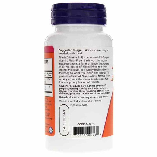 Flush-Free Niacin 250 Mg, 90 Veg Capsules, NOW