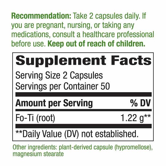 Fo-Ti Root, 100 Vegan Capsules, NWA
