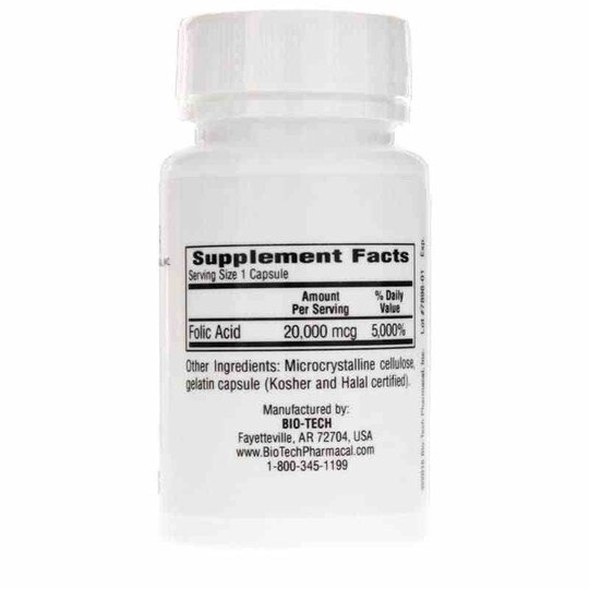 Folic Acid 20 Mg, 100 Capsules, BTP