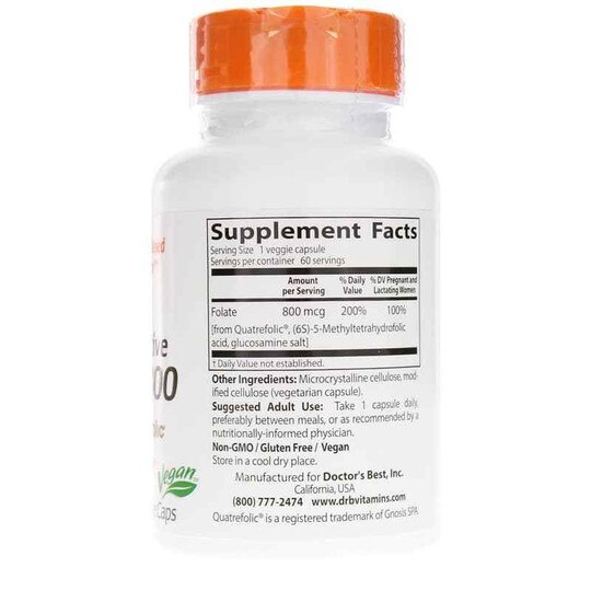 Fully Active Folate 800 Mcg, 60 Veg Capsules, DRB