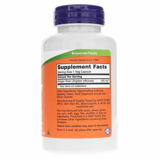 Ginger Root 550 Mg, 100 Capsules, NOW