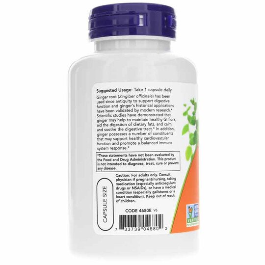 Ginger Root 550 Mg, 100 Capsules, NOW