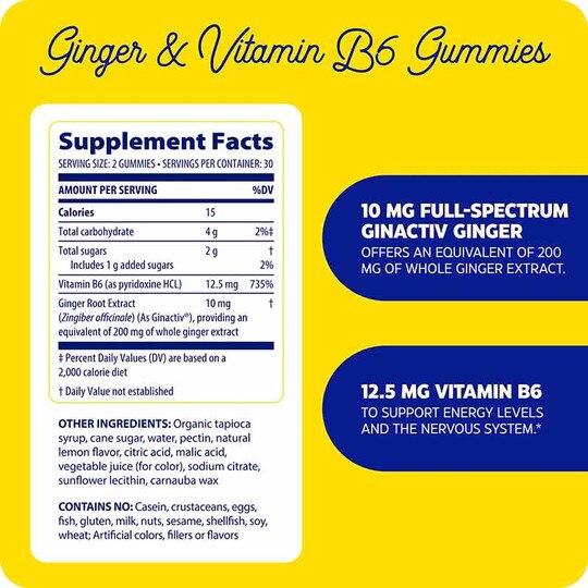 Ginger & Vitamin B6 Gummies, 60 Gummies, ENZ