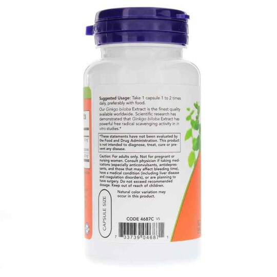 Ginkgo Biloba 60 Mg, 120 Veg Capsules, NOW