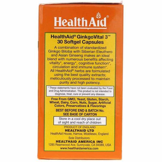 Ginkgo Vital 3 Once Daily, 30 Softgels, HAA