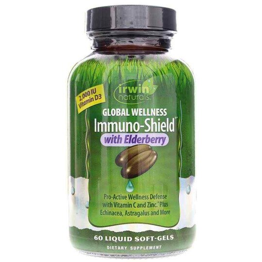 Global Wellness Immuno-Shield with Elderberry, 60 Liquid Softgels, IRN