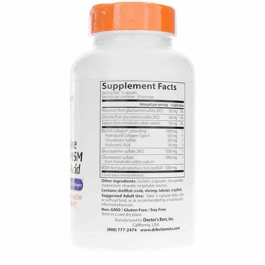 Glucosamine Chondroitin MSM + Hyaluronic Acid, 150 Caps, DRB