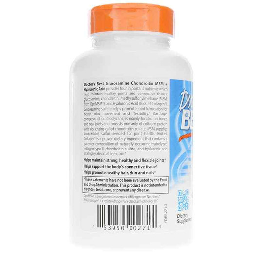 Glucosamine Chondroitin MSM + Hyaluronic Acid, 150 Caps, DRB