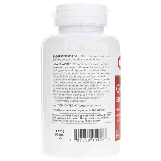 Glutathione 500 Mg, 60 Veg Capsules, PFLB