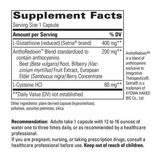 Glutathione Cell Defense 400 Mg Reduced Glutathione, 60 Veg Capsules, INT