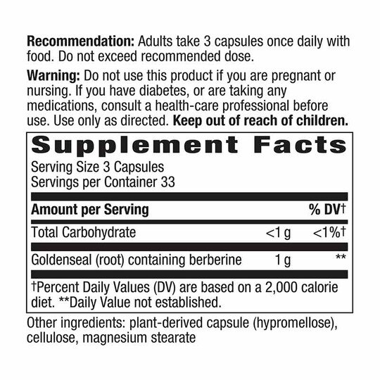 Goldenseal Root, 100 Veg Capsules, NWA