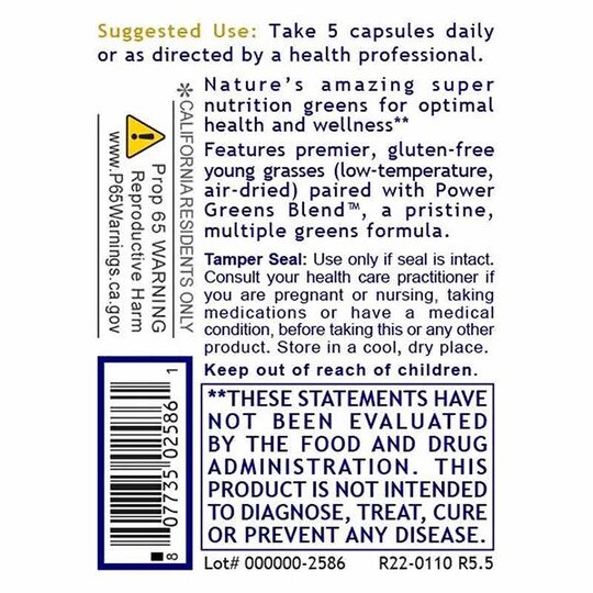 Greens Caps Greens Formula, 150 Veg Capsules, PRL