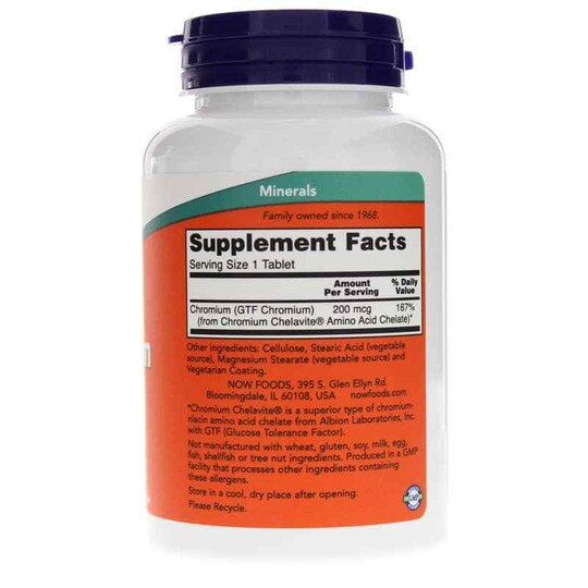 GTF Chromium 200 Mcg, 250 Tablets, NOW