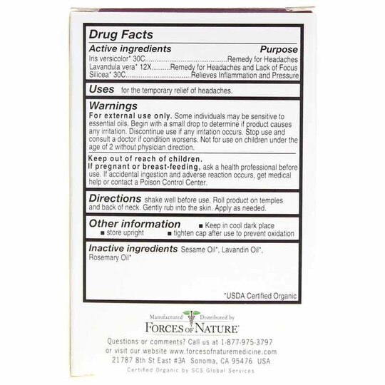 Headache Pain Relief Roll On, .14 Oz, FON