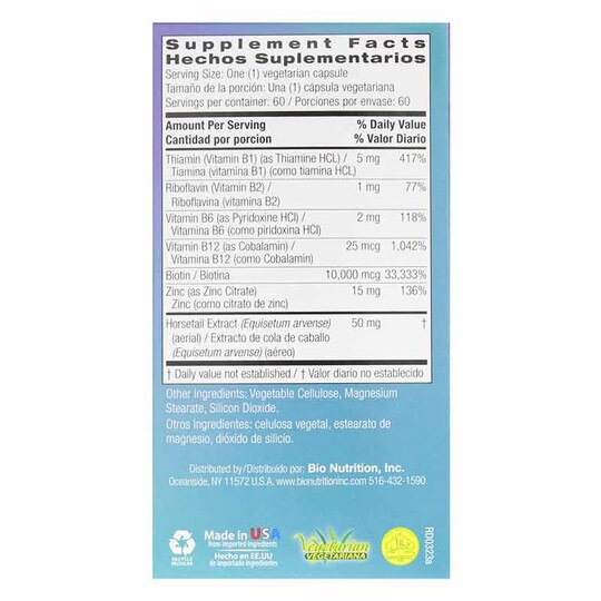 Healthy Hair With Biotin 10000 Plus, 60 Veg Capsules, BNU