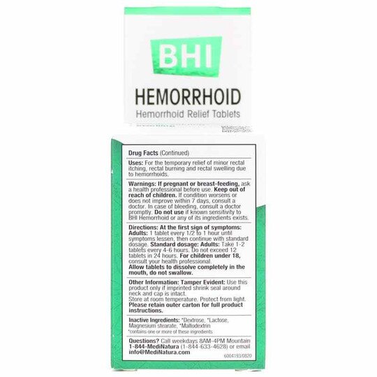 Hemorrhoid Relief Tablets, 100 Tablets, BHI