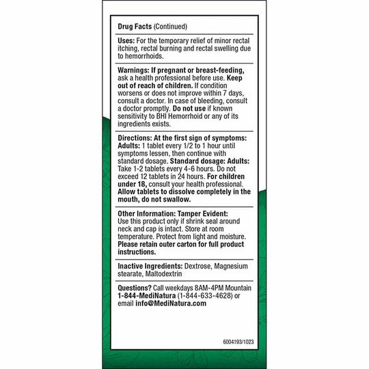 Hemorrhoid Relief Tablets, 100 Tablets, BHI