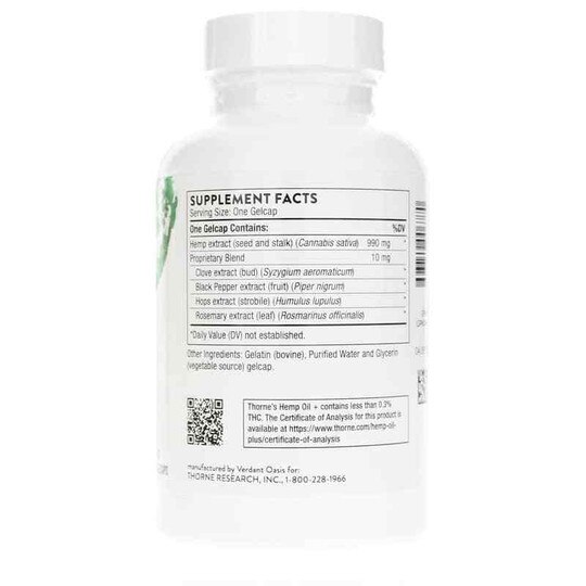 Hemp Oil +, 30 Gel Capsules, THR