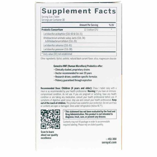 HMF Child Daily Probiotic Supplement, 30 Chewable Tablets, GEN