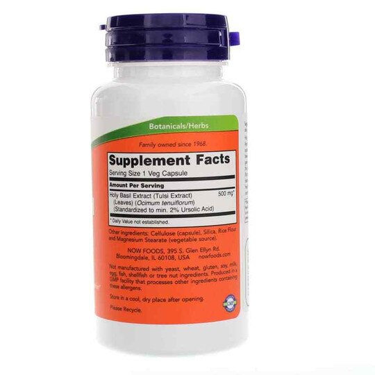 Holy Basil Extract 500 Mg, 90 Veg Capsules, NOW