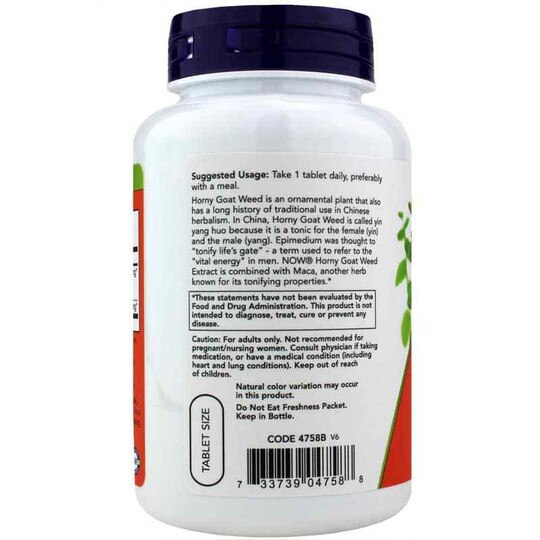 Horny Goat Weed Extract 750 Mg, 90 Tablets, NOW