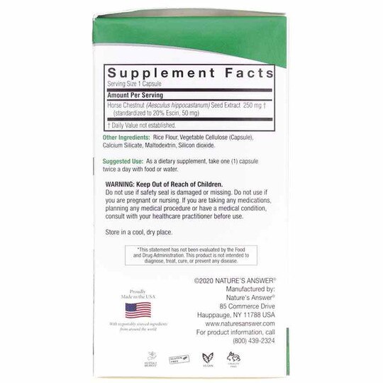 Horse Chestnut Standardized, 90 Veg Capsules, NAN
