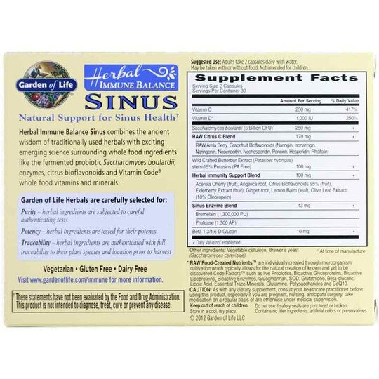 Immune Balance Sinus, 60 Veg Capsules, GOL