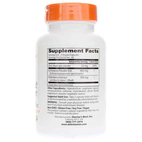 Immune Booster with Echinacea, Elderberry & Zinc, 120 Veg Capsules, DRB