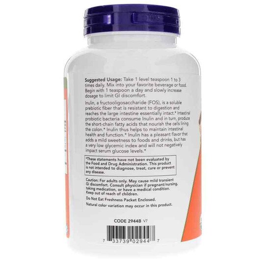 Inulin Organic Pure Powder, 8 Oz, NOW