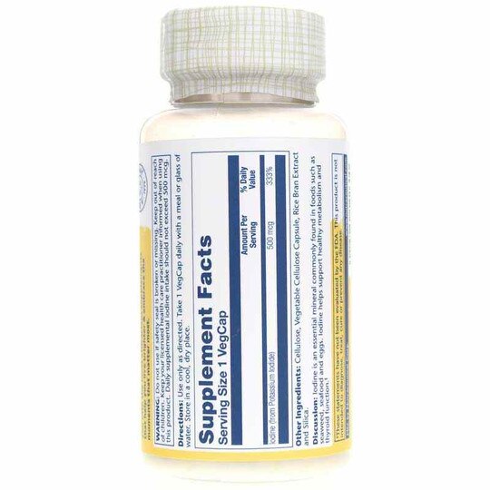 Iodine 500 Mcg (Potassium Iodide), 30 Veg Capsules, SLR