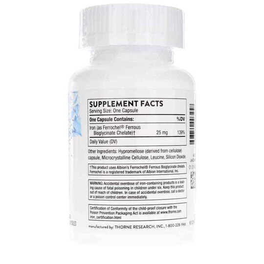 Iron Bisglycinate, 60 Veg Capsules, THR