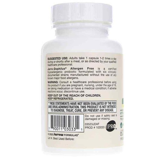 Jarro-Dophilus AF Allergen Free 10 Billion, 60 Capsules, JRF
