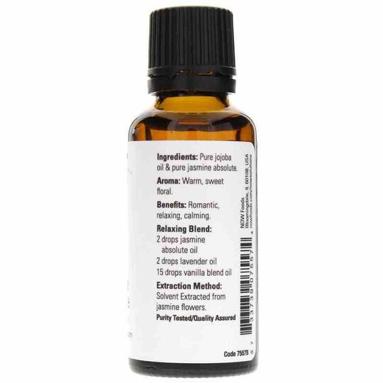 Jasmine Absolute 7.5% Essential Oil Blend, 1 Oz, NOW