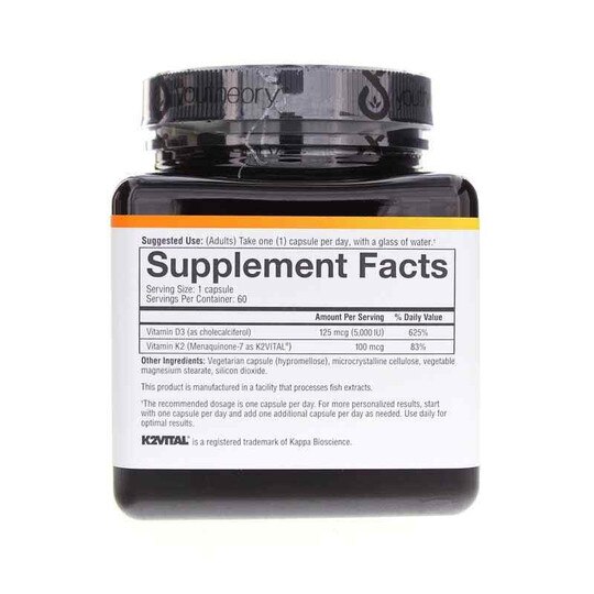 K2 D3 Essential Daily Vitamins, 60 Veg Capsules, YTY