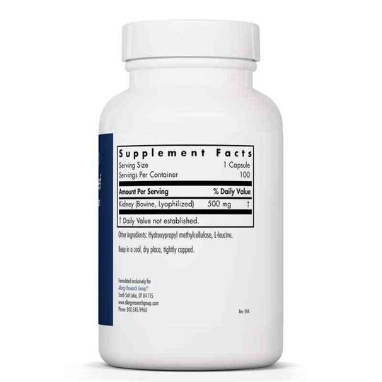 Kidney Beef Natural Glandular, 100 Veg Capsules, ARG
