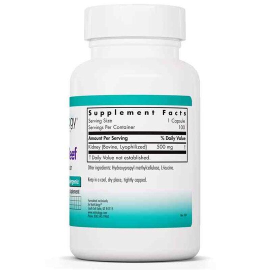 Kidney Beef Natural Glandular, 100 Veg Capsules, NTC